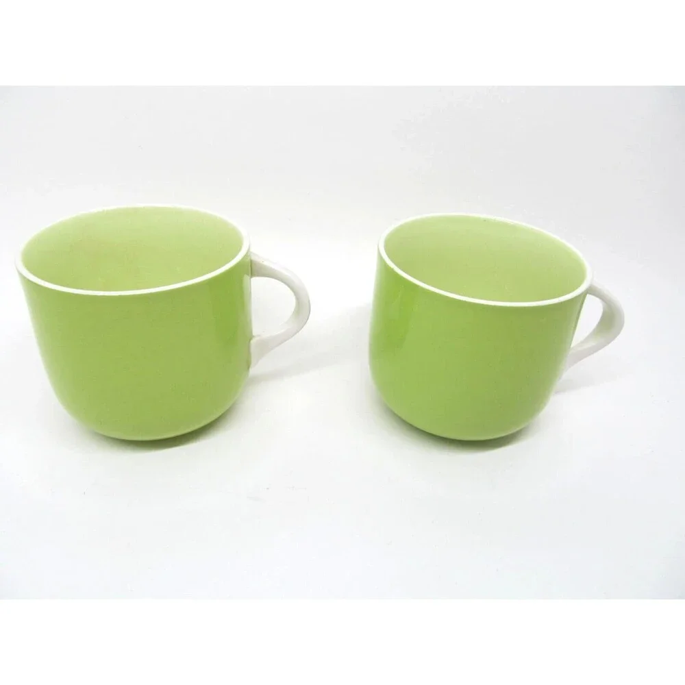 Mikasa Foliage Set Of 2 Green And White Cups Only No Saucers Made 1974-1975 Only